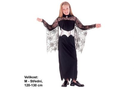 Kostým na karneval KRÁLOVNA PAVOUKŮ 120-130cm 5-9let (šaty na karneval čarodějnice)