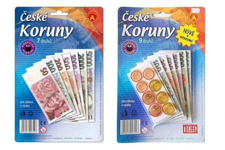 České koruny peníze do hry na kartě