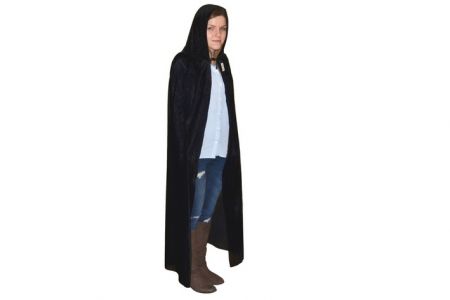 Černý plášť s kapucí 1,3m (čarodějnický-karnevalový-doplněk) HALLOWEEN