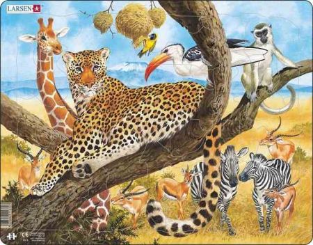 Puzzle Zvířata v Africe - leopard 48 dílků