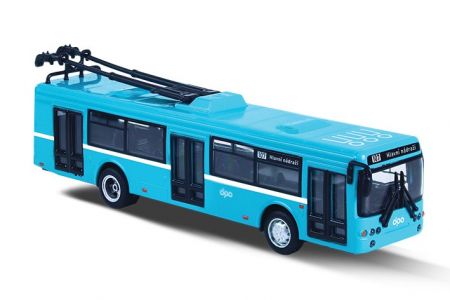 Unikátní kovový trolejbus DPO Ostrava 16cm modrý na zpětný chod v Cz obalu