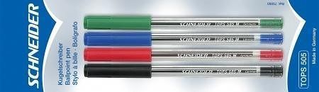 Kuličkové pero &quot;Tops 505 M&quot;, 4 barvy, 0,5mm, jednorázové, s uzávěrem, SCHNEIDER