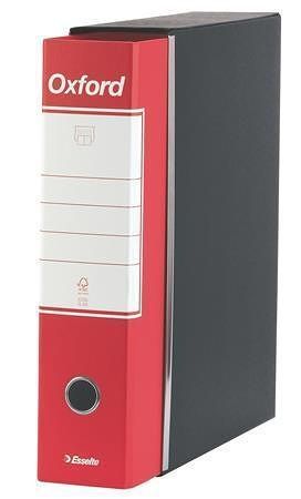 Pákový pořadač s krabicí &quot;Oxford&quot;, červená, 80 mm, A4, karton, ESSELTE
