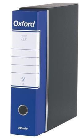 Pákový pořadač s krabicí &quot;Oxford”, modrá, 80 mm, A4, karton, ESSELTE