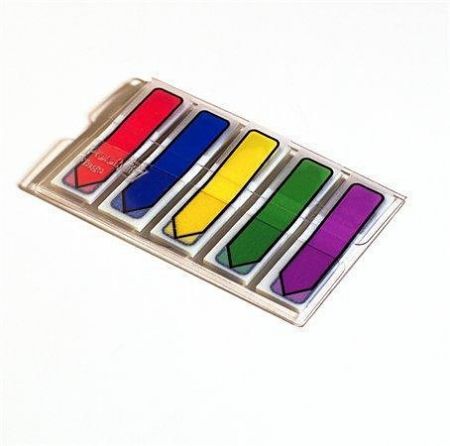 Záložky se zásobníkem, mix barev, 12x43 mm, 5x20 listů, tvar šipky, 3M POSTIT