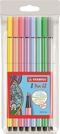 Fixy &quot;Pen 68&quot;, sada, 1 mm, 8 pastelových barev, STABILO