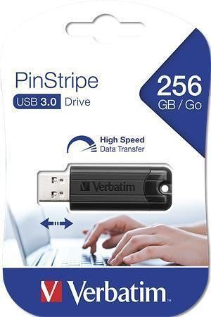 256GB USB Flash disk &quot;PinStripe&quot;, USB 3.0, VERBATIM, černý