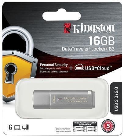 USB Flash disk &quot;DTLPG3&quot;, 16GB, stříbrná, USB 3.0, zabezpečení heslem, KINGSTON