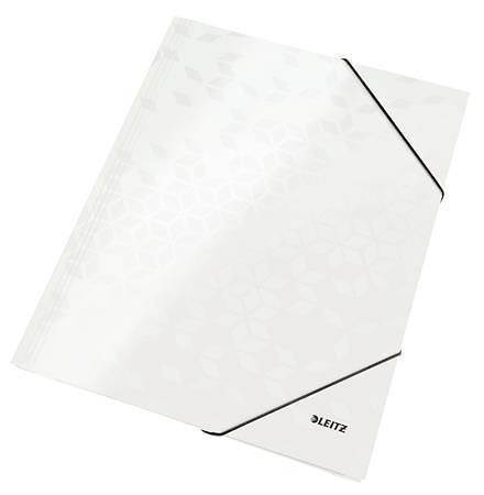 Desky s gumičkou &quot;Wow&quot;, bílá, lesklá, karton, 12 mm, A4, LEITZ