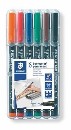 Permanentní popisovač &quot;Lumocolor 318 F&quot;, 6 barev, 0,6mm, OHP, STAEDTLER