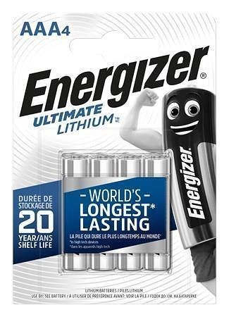 Baterie, AAA (mikrotužková), 4 ks v balení, lithiová, ENERGIZER &quot;Ultimate Lithium&quot;