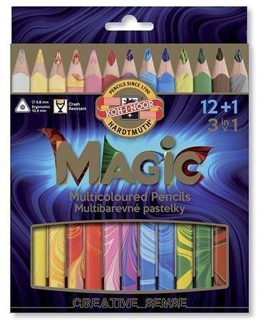 Multibarevné pastelky &quot;Magic 3408&quot;, sada různých barev 12+1, trojhranné, KOH-I-NOOR 