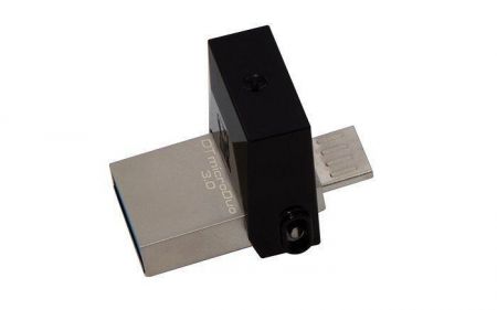 USB flash disk &quot;MicroDuo&quot;, černá, 16GB, USB 3.0 + micro USB adapter, KINGSTON