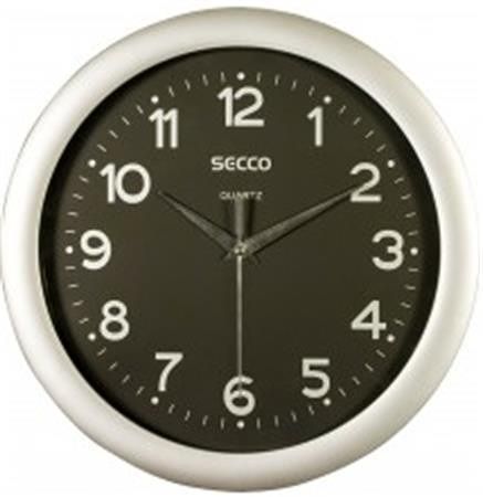 Nástěnné hodiny &quot;Sweep Second&quot;, stříbrná/černá, 28,5 cm, SECCO