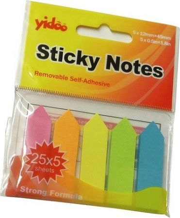 Notes Y neon 45 x 12 5 barev šipka