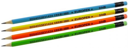 Tužka Europen HB s gumou - mix neon barev
