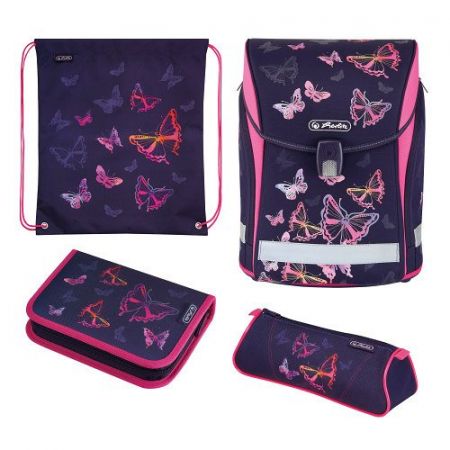 Školní taška Midi Duhový Motýl - Školní set (školní aktovka / batoh)