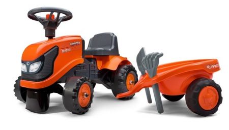 Odstrkovadlo traktor Kubota oranžové s volantem a valníkem