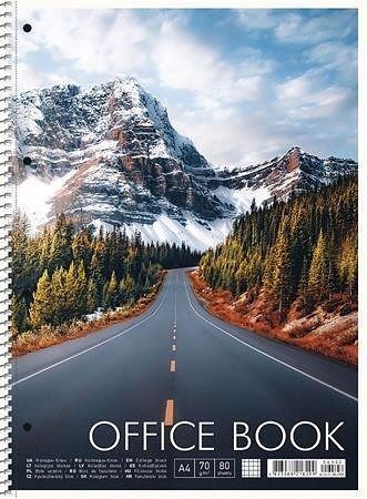 Spirálový sešit &quot;Office book&quot;, mix, A4+, čtverečkovaný, 80 listů, SHKOLYARYK