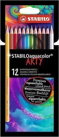 Akvarelové pastelky &quot;Aquacolor ARTY&quot;, 12 různých barev, STABILO