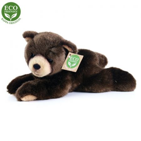 Plyšový medvěd tmavě hnědý ležící, 15 cm, ECO-FRIENDLY