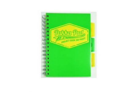 Kroužkový blok Project book Neon A5 zelená čtverečkovaný 100listů PUKKA PAD