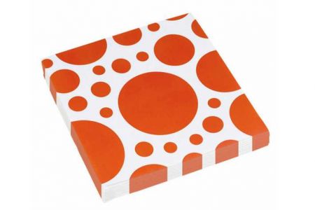 Papírové ubrousky Solid Color Dots oranžové 33 x 33 cm, 20 ks