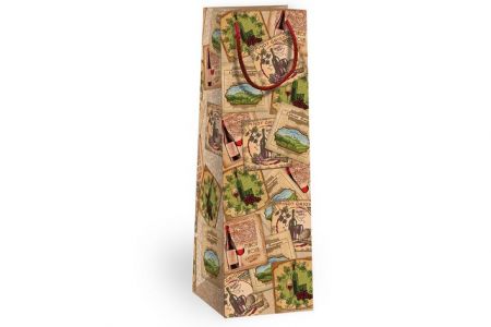ARGUS Dárková papírová taška NATUR na víno (11 x 36 cm) 07340080