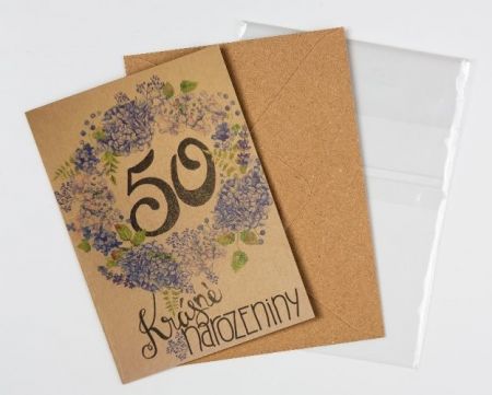 Přáníčko BeBechy - recyklovaný papír - Krásné narozeniny 50