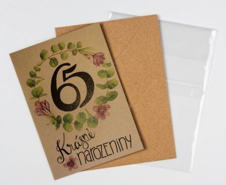 Přáníčko BeBechy - recyklovaný papír - Krásné narozeniny 65