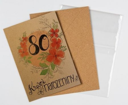 Přáníčko BeBechy - recyklovaný papír - Krásné narozeniny 80