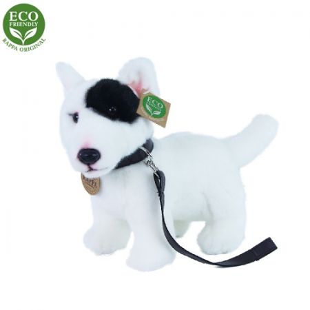 Plyšový pes anglický bulteriér s vodítkem stojící, 23 cm, ECO-FRIENDLY