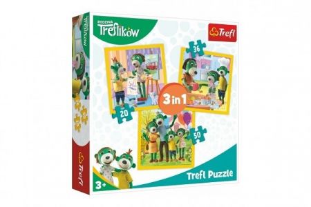 Puzzle 3v1 Rodina Treflíků 20x19,5cm v krabici 28x28x6cm