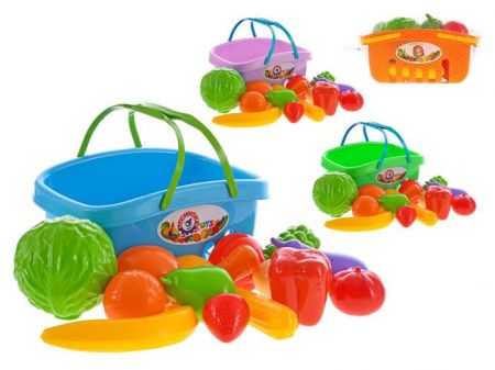 Ovoce a zelenina v plastovém košíku 3barvy v síťce