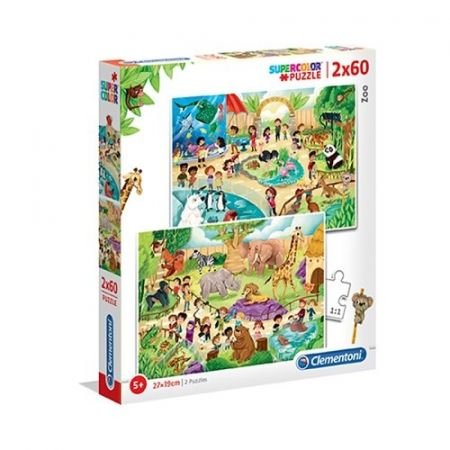Puzzle Supercolor 2x60 dílků Zoo