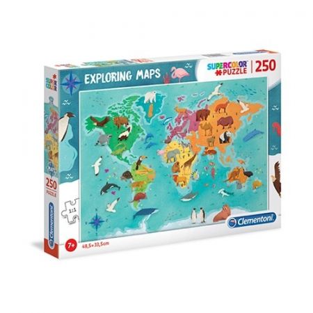 Puzzle Exploring Maps 250 dílků Zvířata ve světě