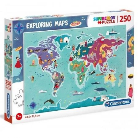 Puzzle Supercolor 250 dílků Exploring maps