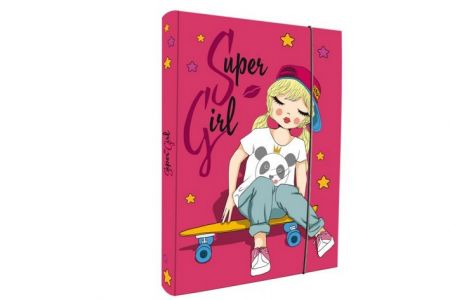 Desky A5 na sešity s gumou SUPER GIRL 2019