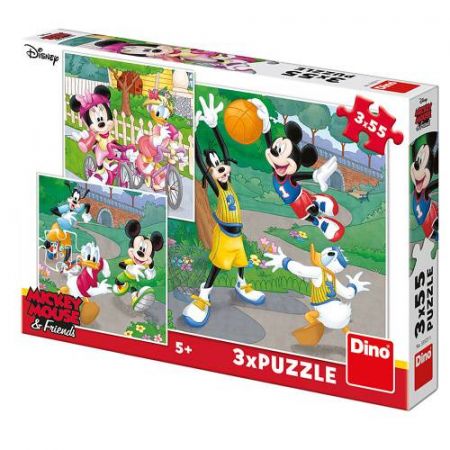 PUZZLE WD Mickey a Minnie sportovci 3x55D