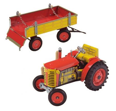 Traktor Zetor s valníkem, červený, zelený, modrý plastová kola