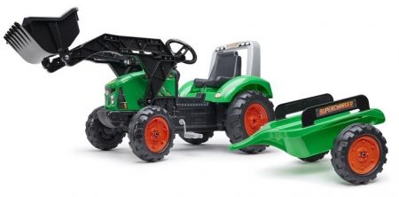 Traktor šlapací SuperCharger zelený s přední lžící a valníkem