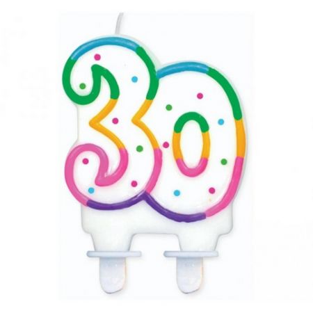 Svíčka narozeninová číslice 30 různobarevná