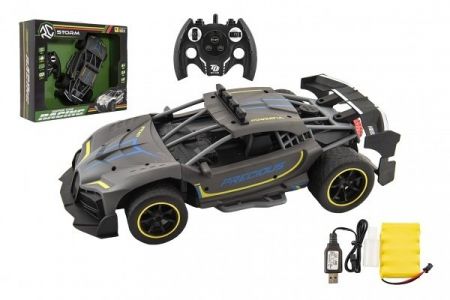 Auto RC Sport antracit 33cm plast 2,4GHz na baterie + dobíjecí pack v krabici 43x36x13cm