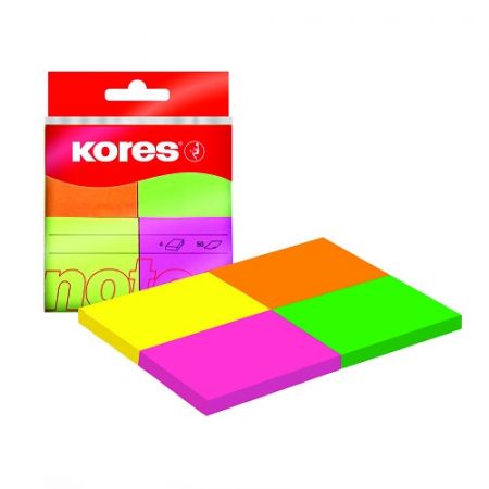 KORES Neonové bločky Multicolour ve 4 barvách 40x50 mm / 200 lístků v bločku 
