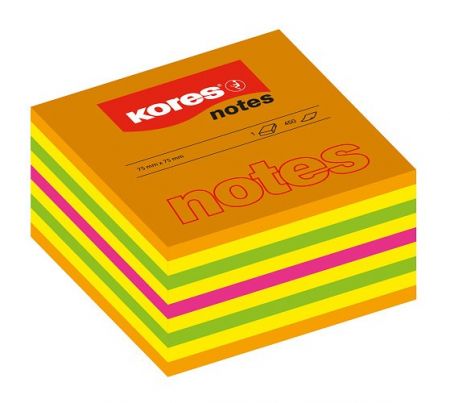 KORES Neonové bločky CUBO Summer 450 lístků 75x75mm, mix barev