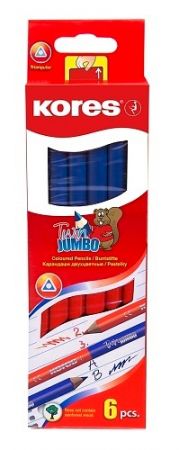 KORES Učitelská tužka Twin JUMBO červená-modrá, 5 mm, cena za 1 ks