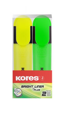 KORES BRIGHT LINER PLUS sada 2 barvy (žlutá, zelená)