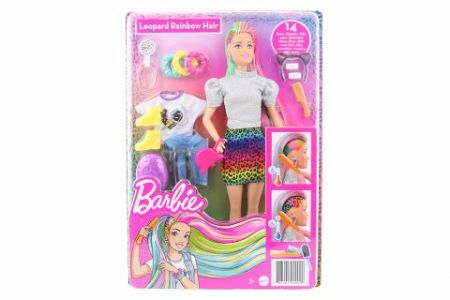 Barbie Leopardí panenka s duhovými vlasy a doplňky GRN81 TV