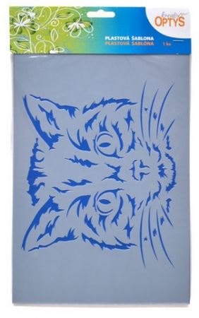 Šablona Hlava kočky, plast, 20 x 30 cm