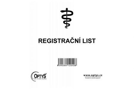 Registrační list, 14,4 × 14,7 cm, 2 × 25 listů, samopropisovací, OPTYS 1204